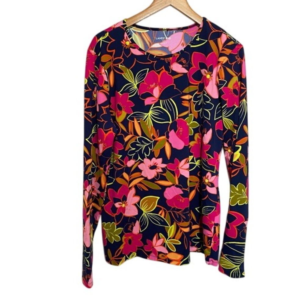 Lands' End Women's Floral Long Sleeve Top Size L (14-16)‎
